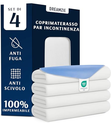 Dreamzie Inkontinenzunterlage Waschbar 75 x 90 cm - Matratzenschoner Saugfähig und Wasserdicht - Inkontinenz Bettunterlage - 4er-Set