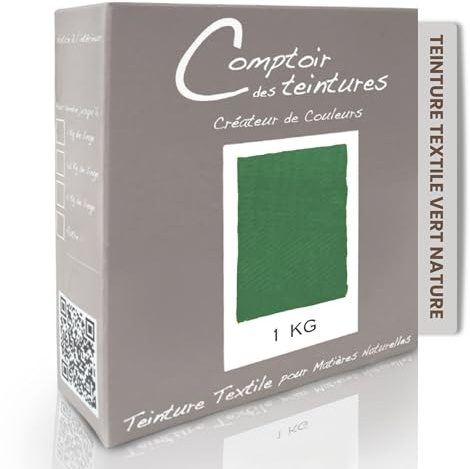 COMPTOIR DES TEINTURES – Teinture Textile – Mélange Vert Gazon (pour 1kg linge) – Teintures Durables pour Draps, Serviettes et Nappes – Facile à Utiliser en Machine à Laver ou à la Main