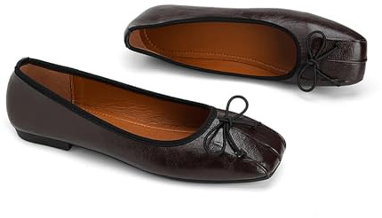 Generisch Bequeme Ballerinas Für Damen, Geschlossene Ballerinas Mit Quadratischer Zehenpartie Und Schleife, Elegante, Lässige Slipper