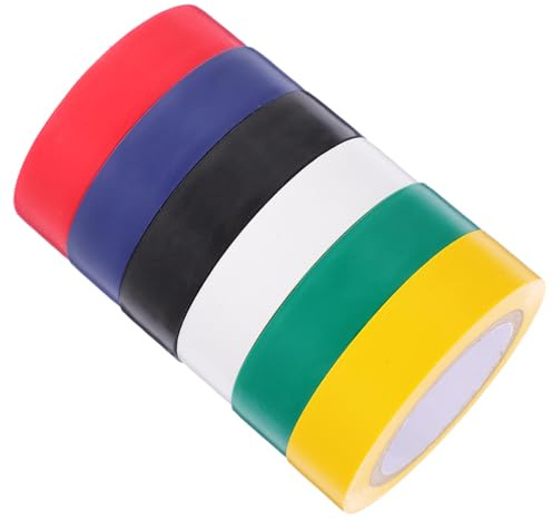 TOYZFRIENDY 6 rollos Cinta Aislante Eléctrica Colores Múltiple para Cables y Reparación de Circuitos Cinta Protectora Industrial Aislante para Uso Interior y Automoción