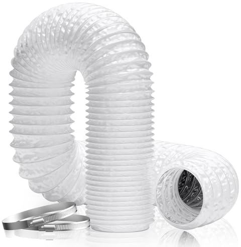 Hon&Guan Tuyau de ventilation flexible 150 mm × 5 m Conduit d’air en PVC et feuille d’aluminium pour sèche-linge, extracteur d’air, chauffage et climatisation (Ø150mm, 5 Mètres, Blanc)