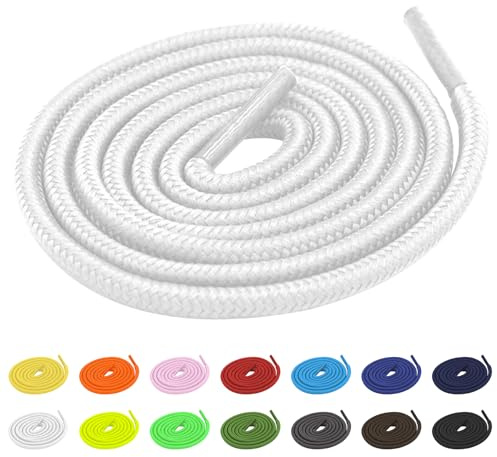 TBOC Lacci Laccetti Stringhe Tondi Bianco Laccio [150 cm] Scarpe Sneakers Scarponi Compatibile con Timberland Nike Air Force Jordan Dr Martens Adidas Converse Bambini Adulti Trekking