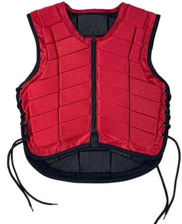 predolo Armatura da Cavaliere Lavabile in Lavatrice Gilet Protettivo Equestre Asciugatura Rapida Corpetto Protettivo da Cavallo per Competizione, Rosso, XL