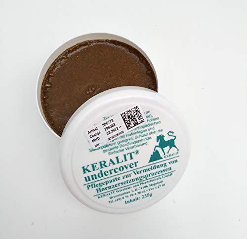 Keralit Undercover Hufpflegepaste – Langzeit Hufschutz bei Hornzersetzung & Strahlfäule | Für Beschlag mit Eisen, Platte & Silikon | Kurkuma & Rindenextrakte, 235 g