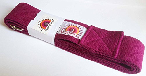 Yoga United Yoga Belt, 100% Cotton Belt For Stretching, Pilates, Yoga, 2m Long Strap With Bar Buckle - magenta
