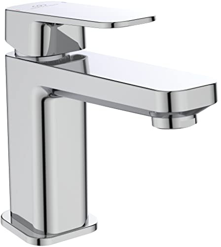 Ideal Standard A6327AA Tonic II Waschtischarmatur ohne Ablauf, Bad-Wasserhahn mit Auslauf, Mischbatterie Waschbecken, Wassersparend, Chrom