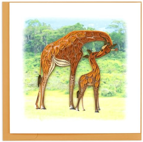 Quilling Card Handmade Quilled Giraffe Greeting Card – 6x6 Inch Blank Card with Envelope – Fair Trade Verified – Unique Paper Art Keepsake for Any Occasion