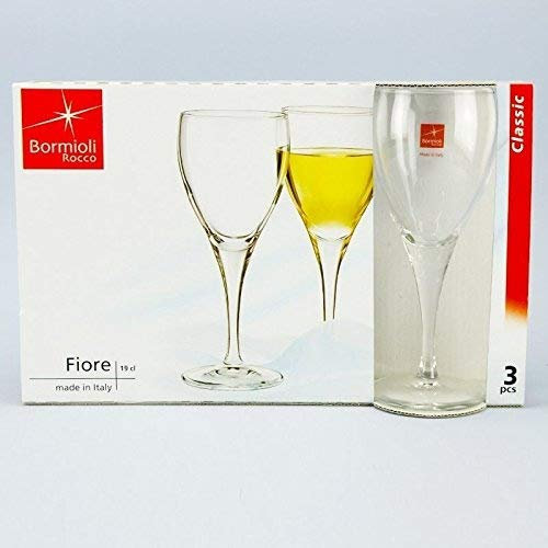 BORMIOLI Calice Fiore Vino da Tavola Vetro Tulip 19 cl Riutilizzabile 3PZ