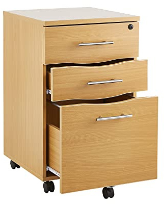 MT Products Mobilschrank mit 3 Schubladen, abschließbar, Buche, für Schreibtisch, Tischgerät, 42 x 44 x 68 (Breite x Tiefe x Höhe)