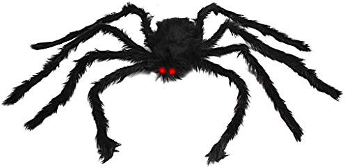 OWUDE 50 Inch Giant Halloween Spider - Hairy, Scary, Large Black Spider for Outdoor Yard Decorations and Props
