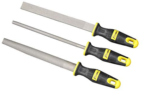 8-Inch Wood Rasp File 3Pcs, Flat-Half Round-Round, Medium Coarse Cut, for Wood, Leather, Soft Metals, Soft Plastic, Big Comfort Massage Handle Grip, Quality High Carbon Steel Hand Rasp 3-Pack