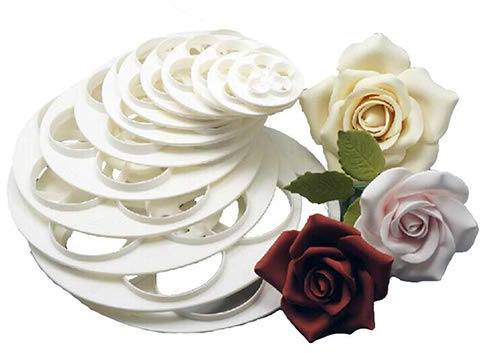 Brussels08 6 Pcs Creative Cake Sugarcraft Rose Flower Modelling Mould Cookie Cutter Mold Gum Paste Fondant Cutters for Cupcake Cake Topper Decorating Wedding Party Baking Tools M