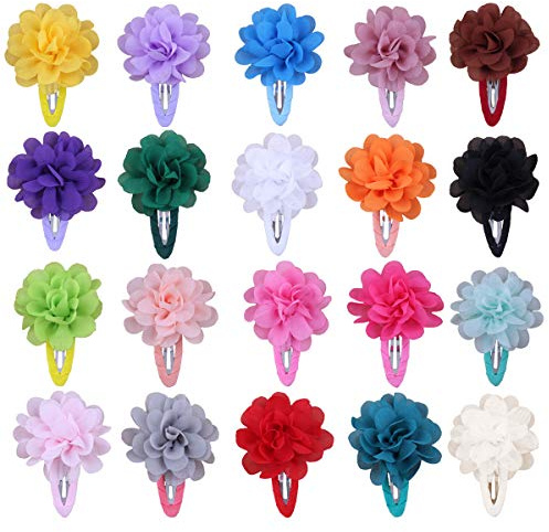 HQdeal Blumen Haarklammer, 20 Stück Chiffon Blume Haarspangen, Haar Barrettes Clip, Haarclips, Spangen, haarschmuck blumen für Babys,Mädchen, Frauen,Kinder
