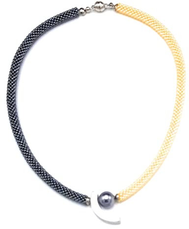 Häkelkette gelb/anthrazit