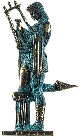 Apollo Gott Der Musik Poesie Kunst Massive Bronze Statue Grün Gold Handgefertigt 21.6 cm