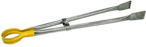 Chabrias Ltd 18 Yellow Professional Long-Life Tongs Stainless Steel Grill BBQ Tongs, Catering, Cooking Grabber, Food Handler, Kitchen Barbecue Tool, Meat Turner, Buffet Picker, Gripper Utensil