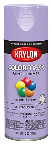 6-Pack of 12 oz Krylon K05521007 Gum Drop COLORmaxx Paint & Primer Spray Paint, Gloss