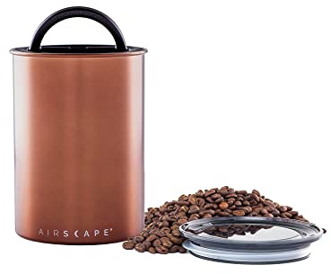 Planetary Design Airscape Boîte à café en acier inoxydable | Boîte de conservation pour aliments | Couvercle hermétique breveté | Conservation de l'air excessif de fraîcheur alimentaire (moyen,