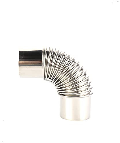 URPIZY Edelstahl Rohrbogen 90 Grad Schweißbogen Schweißfitting Auspuffbogenø 60Mm, Edelstahl-Holzofen-Schornstein Hitzebeständiges Rauchrohr(60mm)