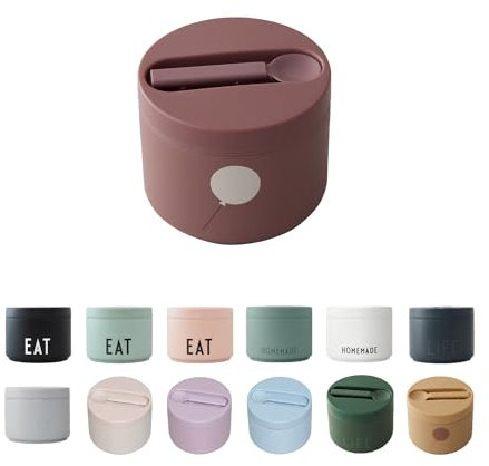 Design Letters thermobehälter für essen mit löffel | warmhaltebehälter essen für müslibecher, joghurtbecher, porridgebecher to go | 330ml auslaufsicher lunchbox für Kinder und Erwachsene to go