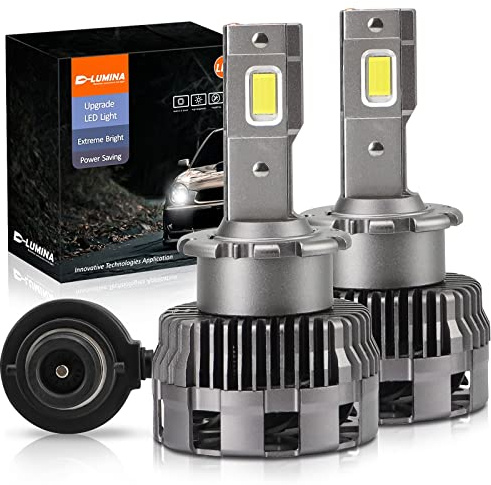 D-Lumina Ampoules LED D2S D2R D2C,70W 16000lm 6500K Blanc Brillant Xenon, Kit de Conversion de Lampe de Remplacement HID,Paquet de 2