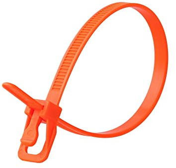RETYZ 6-Inch Fluorescent Orange Reusable Releasable Cable Ties – 20 Pack, 50 lb Strength, Patented Quick-Release, Tool-Free Design for Home, Office, and Light Industrial Use