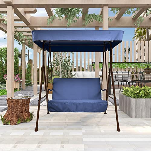 Hollywoodschaukel 2-Sitzer mit Dach Polster Outdoor Balkon Terrasse Garten Schaukel Schaukelbank (Blau)