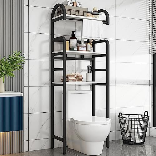 XIAOZHUANGXIONG Meuble WC Rangement Gain de Place, Assiettes Saines et Écologiques, Pieds Antidérapants en Plastique, Peu Encombrant et Facile À Installer (Color : White, Size : Black_3 Layer-A)