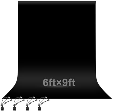 Emart 6 x 9 fot svart fotobakgrund för fotografi bakgrundsskärm för foto video studio