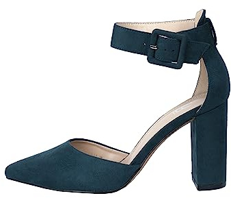Rio Fiore Decolleté da donna, 8,5 cm, con tacco a blocco, nero/blu/blu navy/menta/rosso/viola/fucsia/verde scuro/verde, tessuto, décolleté comode con tacco, 2062A-9-J, verde scuro, 35 EU
