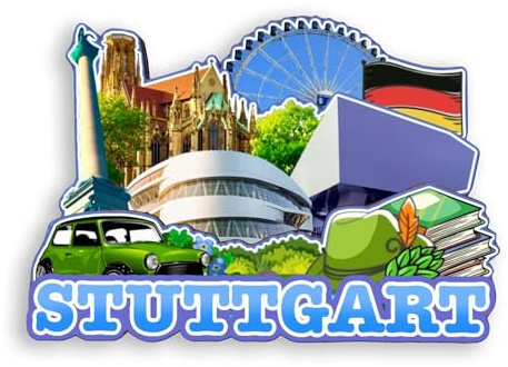 Quwsne Kühlschrankmagnet Stuttgart Deutschland Kühlschrankmagnet Stadt Reise Souvenirs Touristengeschenke 3D klassische Sehenswürdigkeiten Handarbeit Handwerk Heimdekoration -1179, QS-WC-1179