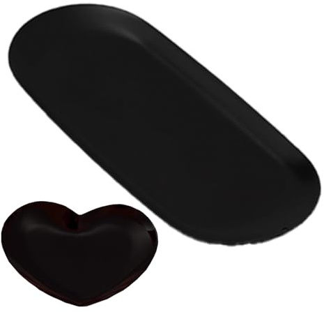Eabdice 2 Pezzi Vassoio Portaoggetti In Acciaio Inox, Vassoi Cosmetici Ovali, Conservazione e decorazione, per candele da dessert cosmetiche (Nero)