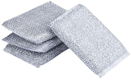 HOMESHOPA Non Scratch Scourer Pad, 4 Pack Silver Washing Up Kitchen Sponge for Cutlery, Pots, Pans, Countertops, Stoves, Sinks, Multi-Purpose Cleaning Scrubber Pads