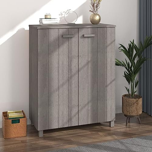 DYRJDJWIDHW schuhabtropfschale,schuhregal,schuhschrank,Schuhschrank HAMAR Hellgrau 85x40x108 cm Massivholz KieferFür Türöffnungen, Korridore