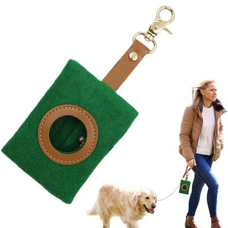 Idezek Hundekotbeutelspender, Kotbeutelspender,Hundekotbeutelhalter aus Filz - Kompakter Hundebeutelhalter, praktischer Spender für Haustierkotbeutel, einfach zu befestigender Hundebeutelspender