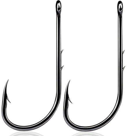 9KM DWLIFE Baitholder Fishing Hooks 50Pcs Double Barbs Worm Hook Black/Offset/Long Shank/Closed Eye for Fishing Rigs Freshwater Saltwater(Size 12#)
