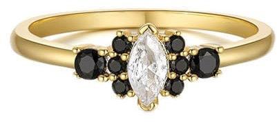 Epinki Antragsring Gelbgold 14K Au585, Elegant Bandringe 585 Gold Verlobungsring mit Moissanit Marquiseschliff Echte Goldschmuck für Damen, Gr.56 (17.8)