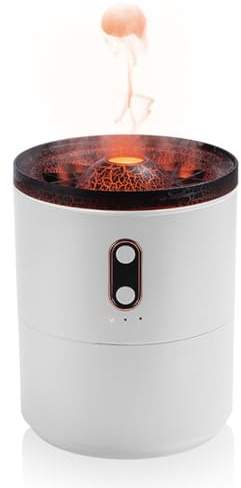Mini Humidificateur d'air, 450ml Humidificateur Brume de Volcanique et Méduse, 2 Modes, Silencieux, Humidificateu Bureau à Lumières pour Plantes, Bureau, Voiture, Chambre à Coucher