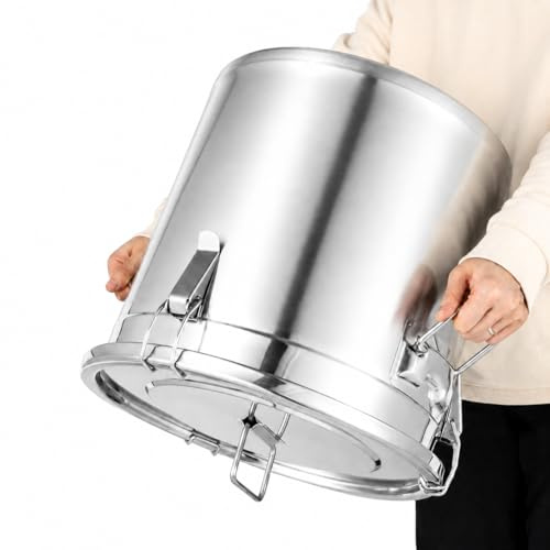 Xigner Cubo hermético de acero inoxidable con tapa - 6L/12L/21L/33L contenedor de cereales contenedor de harina para almacenamiento de alimentos en la cocina - Botes de almacenamiento para arroz