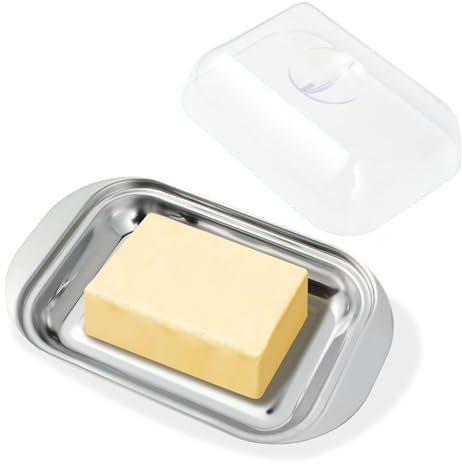 Butterdose Edelstahl - Butterglocke - Butter Dish mit Deckel, 18x11 cm, für 250g Butter, auch geeignet für Käse, Kuchen, Desserts, kalte Gerichte und kleine Früchte, praktisches Aufbewahrungszubehör