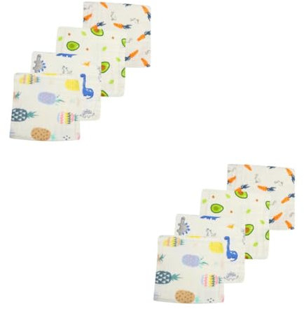 TOVINANNA 8pièces Serviette Coton Pour Lavables Et Ultra-absorbantes Conçues Pour Éponger Bave Et Lait Douces Et Pratiques Pour Tout-petits Motifs Lapin Ananas Dinosaure Avocat