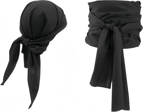 Ginkago Mittelalter Piratenkostüm Zubehör Set Damen Herren Piraten Verkleidung Accessories Kopftuch Augenklappe Ohrringe Halskette Armband Hüfte Tuch für Halloween Cosplay Party