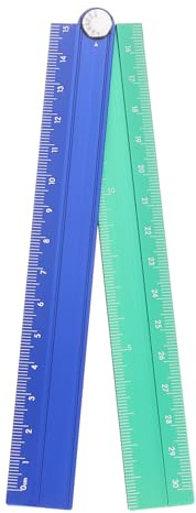 sourcing map Righello pieghevole dritto da 30 cm, in lega di alluminio, goniometro pieghevole angolare, strumento di misurazione geometrico, con linea angolare, per architetti, artisti, ufficio, blu e