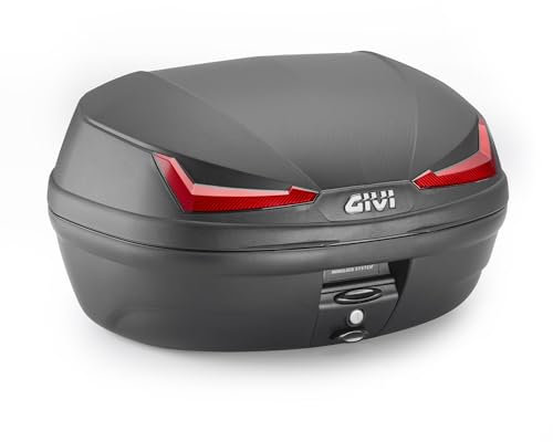 Givi Koffer MONOLOCK® 45 Liter schwarz mit roten Rückstrahlern inklusive Platte und Universal-Kit