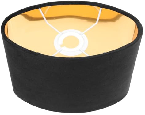 iplusmile Stoff-Lampenschirm Oval 23 x 18,5 x 13 cm Schwarz mit Gold-Innenfutter – Gleichmäßige Lichtabdeckung für Tischlampen – für Wohnzimmer, Büro und Schlafzimmer