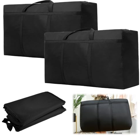 2 Piezas 160L Bolsa de Almacenamiento Extra Grande | Impermeable 420D Oxford Bolsas de Mudanza, con Asas, para Guardar Ropa Sabanas Mantas y Edredones (90 x 55 x 27 cm)