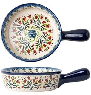 CFY652 Pirofila da Forno Ciotola da tavola retrò in Ceramica for la casa, teglia da Forno con Manico, Piatto da Insalata Multifunzionale di Grande capacità Lasagne
