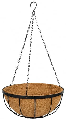 Muddy Hands Metal Hanging Basket with Coco Liner Wrought Iron Vintage Decorative Outdoor Garden Balcony Hanger Flower Herb Plant Pot Planter (1, 14)
