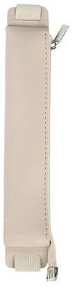 Gissroys Stifteetui mit verstellbarem Gummiband, für Hardcover, Tagebuch, Notizbuch, Reißverschluss, Leder, auslaufsicher, PU-Federmäppchen, beige
