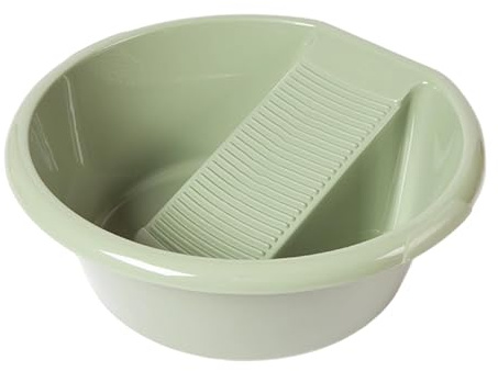 TAIZhiChen Bacinella per Lavare, Asse Da Lavare, Portatile, per Uso Domestico Ispessita con Asse Da Lavare Integrata, Vasca per Il Bucato di Biancheria Intima, C, Verde